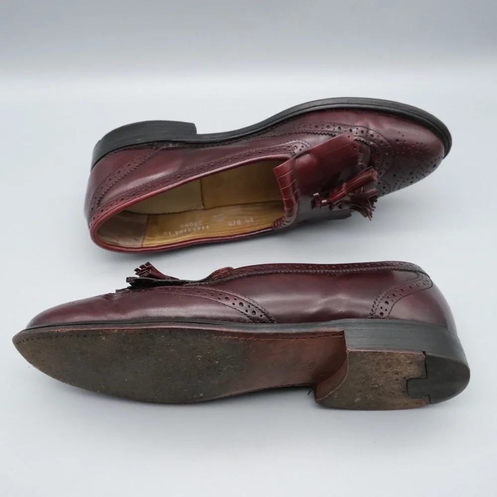 Bostonian Loafers Mens Burgundy Tassel Kiltie Wingtip Dark Academia 8.5 D/B